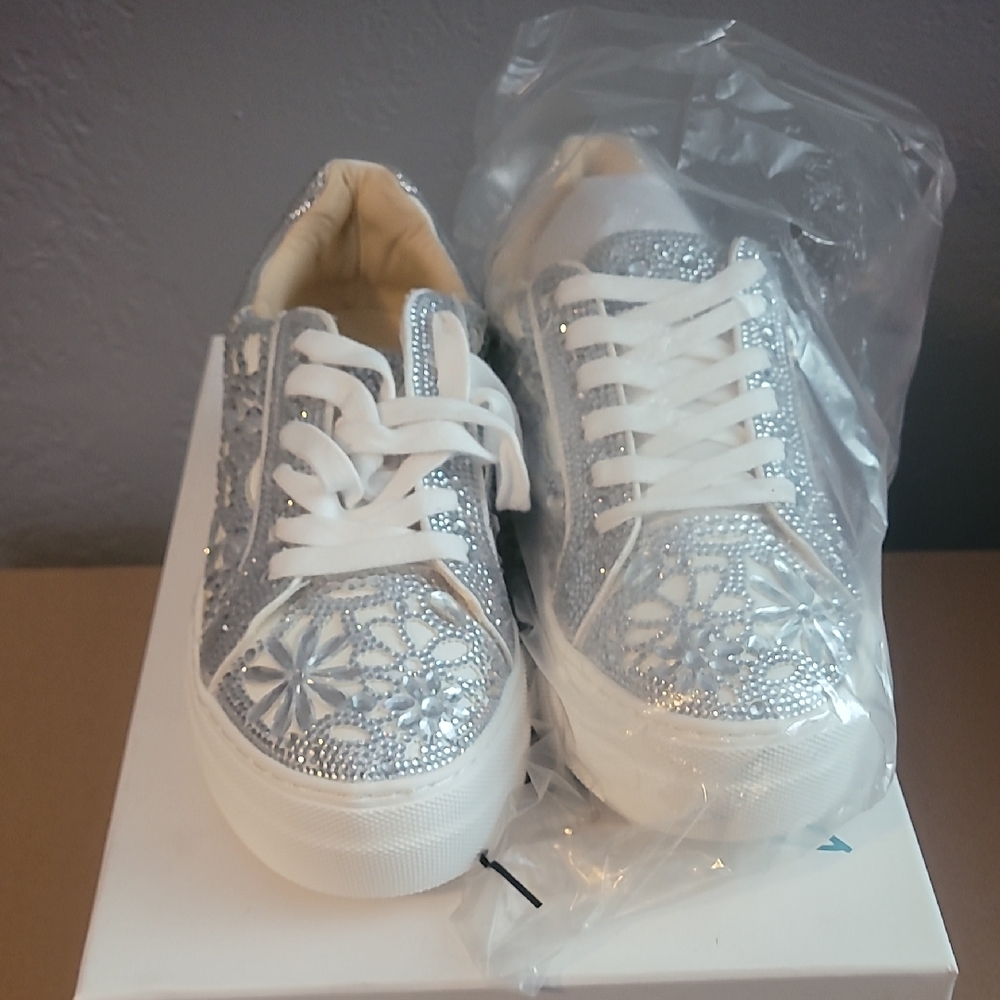 Betsey Johnson Silver Embellished Sneakers
